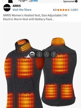 ARRIS Women's Heated Vest - Black Heated Quilted Vest